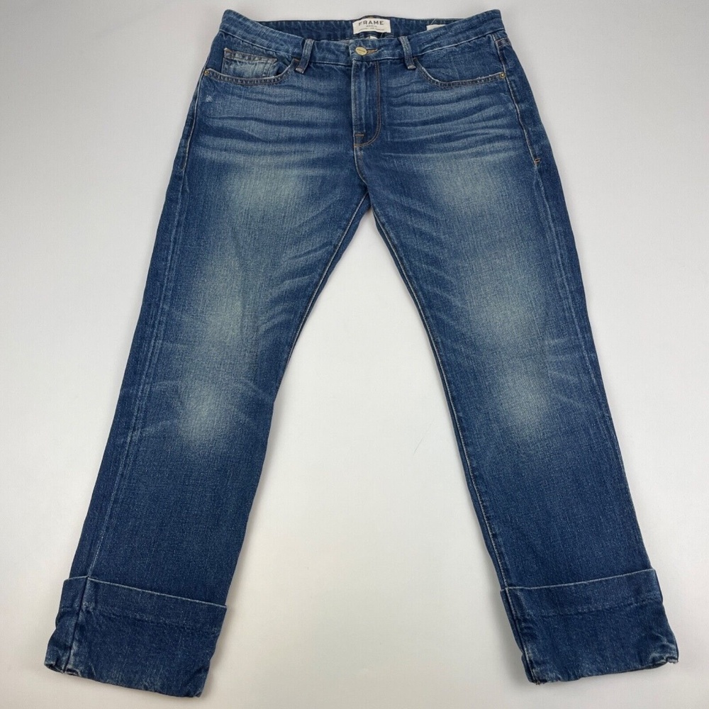 Frame Womens Size 27 La Grand Garcon Denim Crop Jeans Cuffed Novello Made in USA